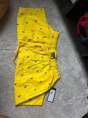 New with tags Yellow Polo short with Navy Pony Embroidery